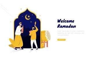 appel de réveil design plat pour le concept ramadan sahur vecteur