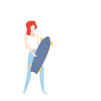 fille avec longboard, illustration vectorielle vecteur