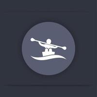 icône d'aviron, icône de kayak, signe d'aviron, icône de canoë, pictogramme d'aviron, icône plate ronde, illustration vectorielle