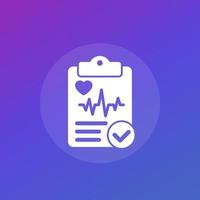 cardiogramme, rapport de diagnostic cardiaque, icône vectorielle vecteur