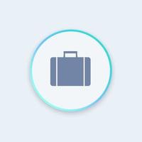 icône de valise, porte-documents, étui, symbole de valise, voyage d'affaires, voyage, icône ronde, illustration vectorielle vecteur