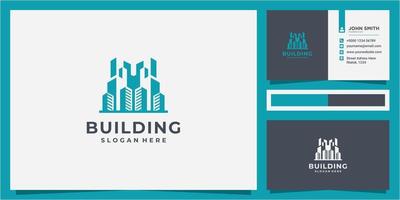 concept de conception de logo de bâtiment moderne. icône de conception de logo de bâtiment moderne avec conception de carte de visite vecteur