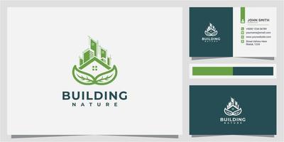 vecteur de conception de logo de maison verte, logo de maison de nature. concept de conception de logo immobilier nature