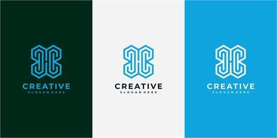 lettre créative hc logo élégant. lettre h et c modèle de conception de logo d'art en ligne vecteur