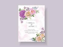 modèle d'invitation de mariage élégant avec un beau design floral vecteur