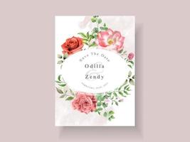 modèle d'invitation de mariage élégant avec un beau design floral vecteur