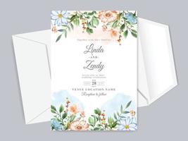 modèle d'invitation de mariage élégant avec un beau design floral vecteur