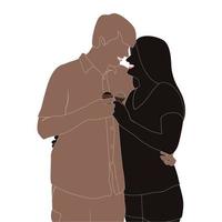 joyeuse saint valentin, jeune couple avec silhouette vectorielle de personnage de crème glacée sur fond blanc, illustration de personnage pour des projets de thème de jeune couple comme le mariage et la saint valentin. vecteur