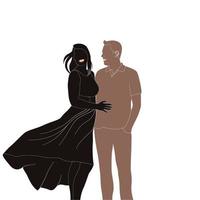 joyeuse saint valentin, silhouette vectorielle de jeune couple heureux sur fond isolé, illustration de personnage pour des projets de thème de jeune couple comme le mariage et la saint valentin. vecteur