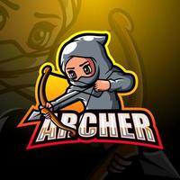 création de logo de mascotte archer enfant vecteur