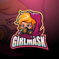 création de logo esport mascotte masque fille vecteur