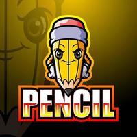 création de logo de mascotte de crayon de dessin animé vecteur