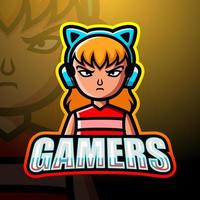 création de logo esport mascotte gamer girl vecteur