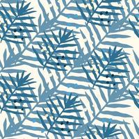 motif de feuilles de fougère tropicale bleue. feuille de palmier sans soudure. feuilles exotiques backfrop sans fin. papier peint feuillage de la jungle vecteur