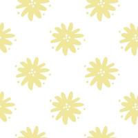 motif géométrique sans soudure de fleurs jaunes sur fond blanc. fond d'écran mignon de fleurs de camomille. fond floral de petites fleurs. vecteur