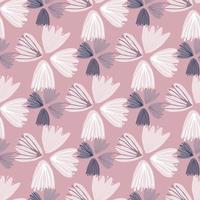 motif de doodle sans couture de bourgeons de tulipes blanches. impression stylisée avec fond violet clair. toile de fond de la nature. vecteur