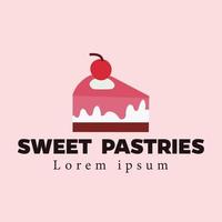 logo de pâtisserie sur fond rose vecteur