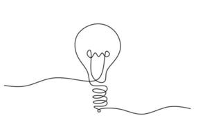 une seule ligne continue de lampe pour le symbole de l'idée vecteur
