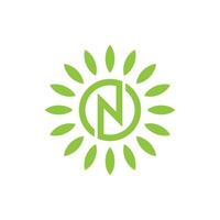 lettre n création de logo feuille nature vecteur