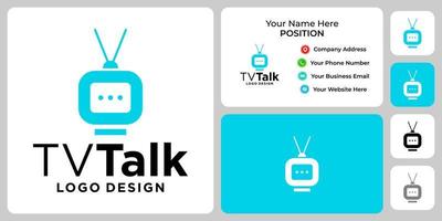 création de logo de l'industrie de la conversation télévisée avec modèle de carte de visite. vecteur