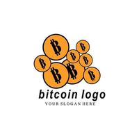 illustration vectorielle de bitcoin, crypto-monnaie, blockchain. s'adapte aux autocollants blockchain bitcoin pour le web ou l'impression. logo Bitcoin. vecteur