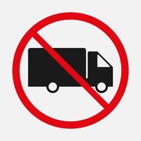 aucun signe de camion. camionnette de livraison non autorisée signe vectoriel isolé sur fond blanc.