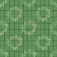 motif créatif géométrique sans couture avec des silhouettes en forme d'étoile. fond à carreaux pastel vert. vecteur