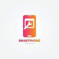 logo de réparation de téléphone avec téléphone silhouette et style de couleur plat d'engrenage peut être utilisé pour la boutique mobile, réparer. parfait pour la conception de votre entreprise. illustration vectorielle vecteur