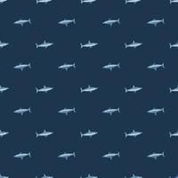 mako de requin à motif harmonieux sur fond bleu sarcelle. modèles d'animaux pour le tissu. vecteur