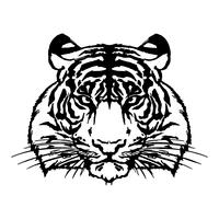 Tête de tigre dessin vectoriel silhouette.