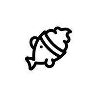 Illustration vectorielle de poisson en forme de crème glacée, icône de style de ligne de bonbons vecteur