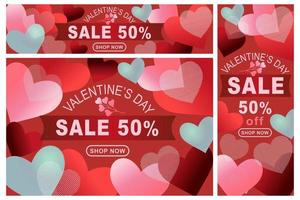 vente de la saint-valentin 50 off affiche ou bannière vecteur