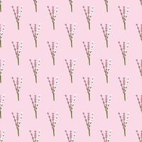 motif botanique sans couture avec ornement lavande de couleur rose. fond rose pastel. oeuvre de griffonnage. vecteur