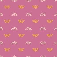 motif de doodle sans couture d'été avec des formes de fleurs de camomille dessinées à la main. fond rose. vecteur