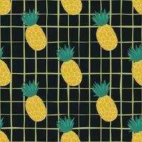 modèle sans couture d'ananas abstrait sur fond noir. papier peint décoratif de fruits tropicaux exotiques. vecteur