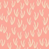 motif harmonieux de palette rose abstraite dans des tons pastel avec ornement aléatoire de petites silhouettes d'algues. vecteur