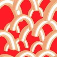 doodle motif sans couture avec des silhouettes de bonbons à la gelée aléatoire orange pastel. fond clair rouge. vecteur