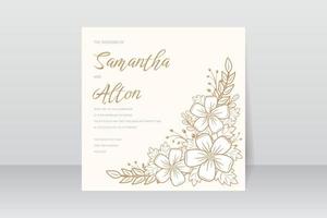 modèle d'invitation de mariage avec décoration de contour floral vecteur