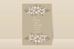 modèle d'invitation de mariage avec décoration de contour floral vecteur