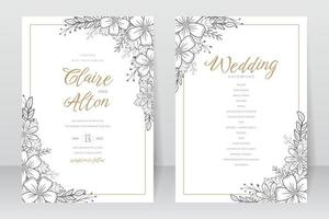 modèle d'invitation de mariage avec décoration de contour floral vecteur