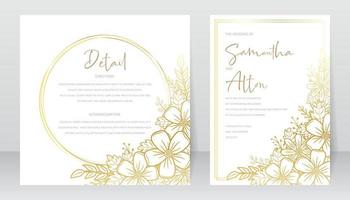 modèle d'invitation de mariage avec décoration de contour floral vecteur