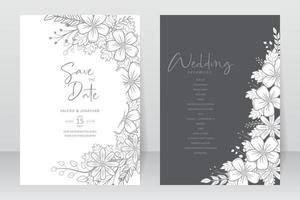 modèle d'invitation de mariage avec décoration de contour floral vecteur