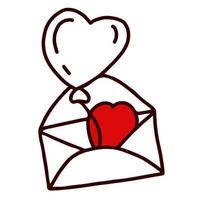 enveloppe romantique avec coeur et ballon. illustration vectorielle. lettre d'amour, saint valentin vecteur