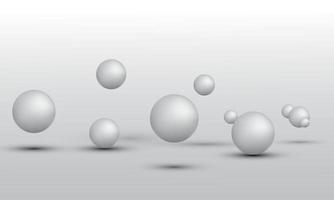 Illustration 3d de balles de différentes tailles suspendues dans l'espace. rendu 3d isolé sur fond blanc. vecteur