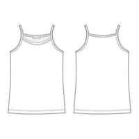 croquis technique t-shirt débardeur pour femme. fille t-shirts sous-vêtements. vecteur