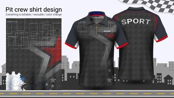 Polo t-shirt avec fermeture à glissière, modèle de maquette d&#39;uniformes de course pour vêtements de sport et de sport. vecteur
