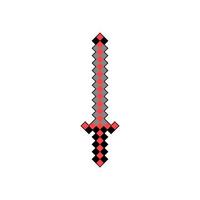 icône d'épée pixel rouge. arme de pixel isolée. icône d'épée de dessin animé de jeu vidéo. vecteur