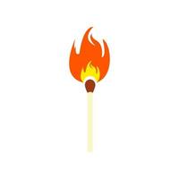 icône de match de sécurité en feu. match de couleur avec flamme. vecteur