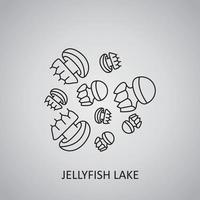 lac aux méduses à palau, eil malk. icône de méduse vecteur