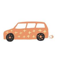 voiture vagon dans un style doodle. transport automobile d'enfants mignons. transport de bébé. vecteur